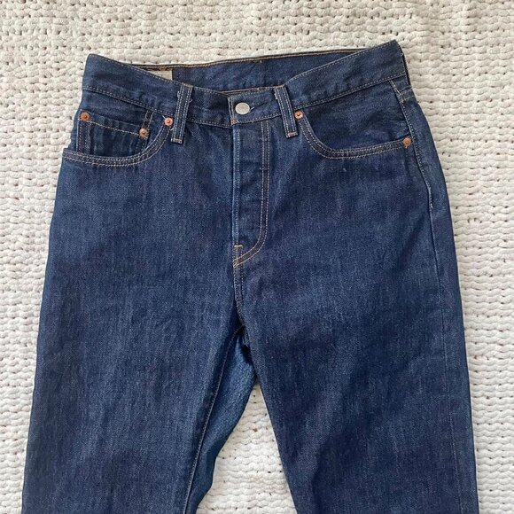 Levis Dark Wash Raw Hem 501's - Size 28 - Picture 2 of 7